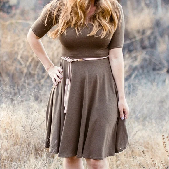 Brand New LuLaRoe Size XXS Plum, Olive, Golden Print Nicole Dress - Picture 8 of 8